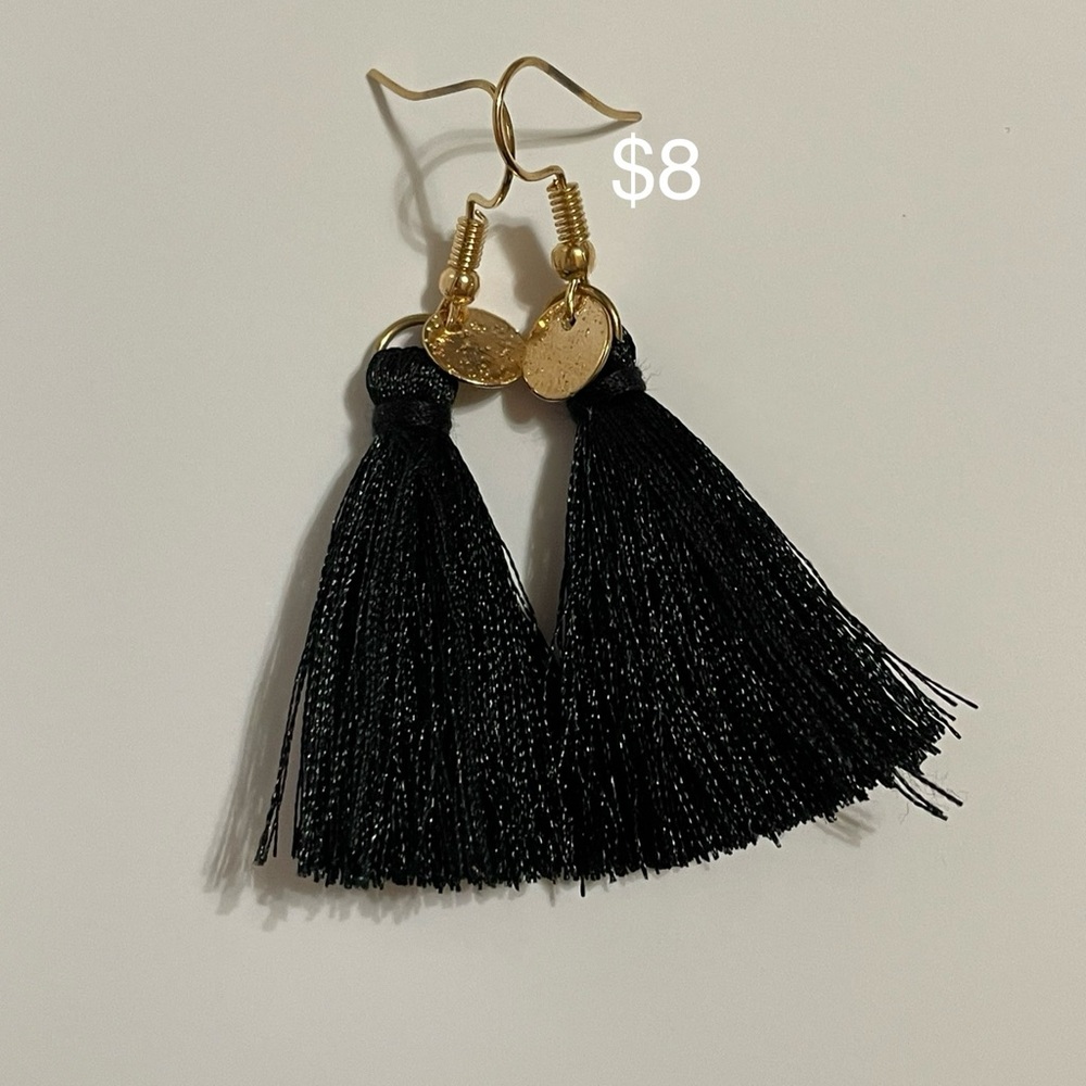 Elegant Black Tassel Earrings